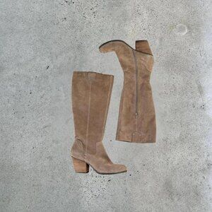 2000s tan suede knee high boots